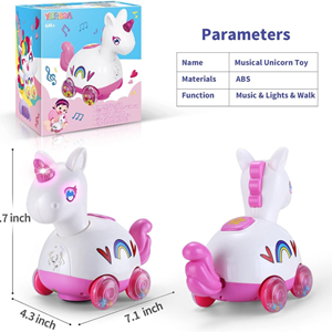 اسباب بازی نوزادی پونی چرخ دار موزیکال Yerloa Musical Unicorn Crawling _اسباب بازی نوزادی